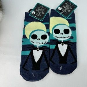 Disney Jack Skellington Nightmare Before Christmas No Show Socks Sz 4-10 Blue